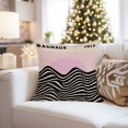 thumbnail image 4 of Ethan Taylor Abstract Throw Pillow Soft Cushion Cover 'Pink Bauhaus Waves & Sun Patterns Waves' Bohemian Pattern Decorative Square Accent Pillow Case, 20x20 Inches, Pink, Black, 4 of 5