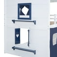 thumbnail image 3 of Bellemave House Bunk Bed with Tent, Wood Full Over Full Bunk Beds with Windows and Sills, Curtains Bunk Beds for Teen (Blue+White), 3 of 9