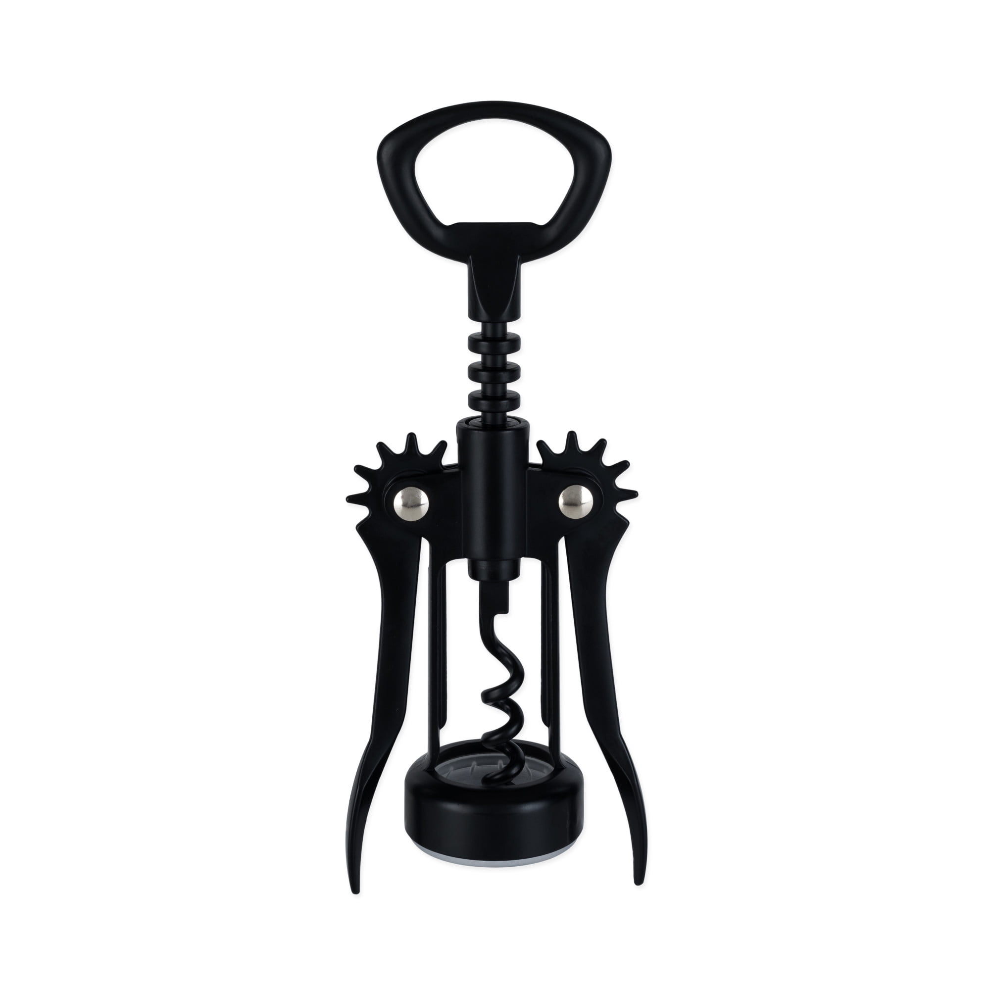True Soar Matte Black Winged Corkscrew, Self Centering Worm, Bottle