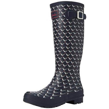 Print Wellies - JOULES WELLY PRINT WOMEN'S TALL RAIN BOOTS FRENCH NAVY OYSTER US 9 EU 40-41