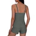 thumbnail image 5 of qucoqpe Summer Tankini Swimsuits for Women Fashion Solid Color Adjustable Strap Two-Piece Modest Bathing Suits Beach Vacation Swimwear with Boyshorts, 5 of 8