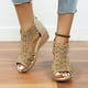 thumbnail image 1 of Zapatos de verano para mujer Sandalias planas informales con boca de pez ahuecadas y tacones de cuña con cremallera para mujer Wmkox8yii nm9848, 1 of 8