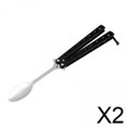 thumbnail image 1 of 2xCuchara De Mariposa Entrenador De Práctica De Mariposa De Metal Para Caza, Barbacoa, Mochilero, Mango Negro, 1 of 10