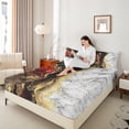 thumbnail image 4 of jejeloiu Abstract Fulid Art Twin Sheet Sets,Marble Desgin Twin Fitted Sheet,Gold Glitter Print Flat Sheet For Adults,Breathable Home Decor,3-Piece, 4 of 7