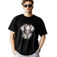 thumbnail image 2 of Camisetas de manga corta con estampado de elefante y flores para hombre, camisetas de cuello redondo, 2 of 8