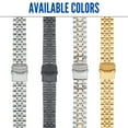 thumbnail image 6 of Bandini 22mm Stainless Steel Metal Watch Band for Men, Brick Link Watch Strap Bracelet, Straight End, Double Foldover Lock Deployment Clasp - Gold 22 mm Watch Band, 6 of 7
