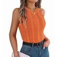thumbnail image 3 of Womens Summer Knit Sweater Tank Tops Round Neck Crochet Hollow Out Sleeveless Casual Crop Shirt, 3 of 9