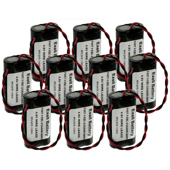 10pc Exell 4.8V 650mAh NiMH Custom Battery Pack w/ Wire Leads