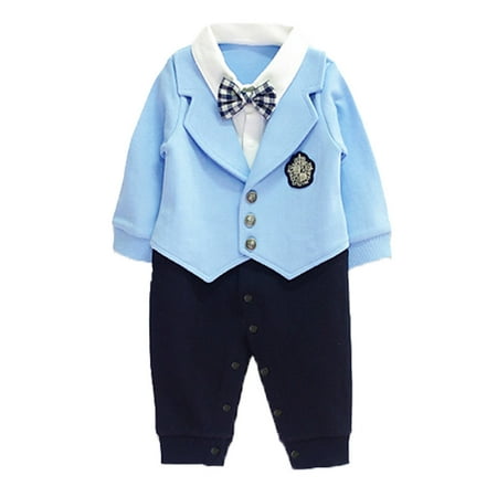 

Boys Bodysuits Baby Long Sleeve Gentleman Bow Tie Romper Jumpsuit Outfits