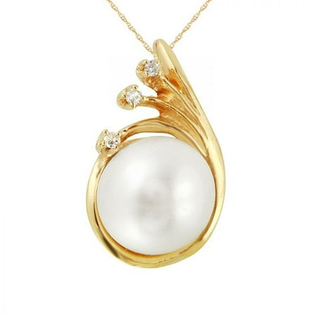 Foreli 0.03CTW Pearl And Diamond 14K Yellow Gold Necklace