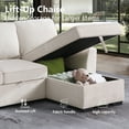 thumbnail image 6 of Hybition L-Shaped Sleeper Sectional Sofa with Storage Chaise, Pull Out Bed, Drop-Down Table, Cup Holder, USB Charging, Couch for Living Room-Color:Beige, 6 of 9