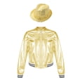thumbnail image 6 of iiniim Kids Girls Boys Shiny Jacket with Hat Lightweight Flight Jacket Bomber Jacket Hip Hop Dance Costume Gold 6, 6 of 7