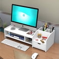 thumbnail image 4 of Adjustable Height Desktop Monitor Stand with Drawer-Style Storage - Sturdy Plastic Office Organizer for Screen Elevation, Small Item Storage, and Workspace Tidying - Easy Assembly Computer Riser (7mm, 4 of 5