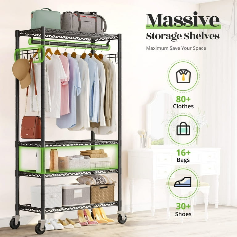 HOKEEPER Free Standing Closet Organizer with Drawers and Hooks