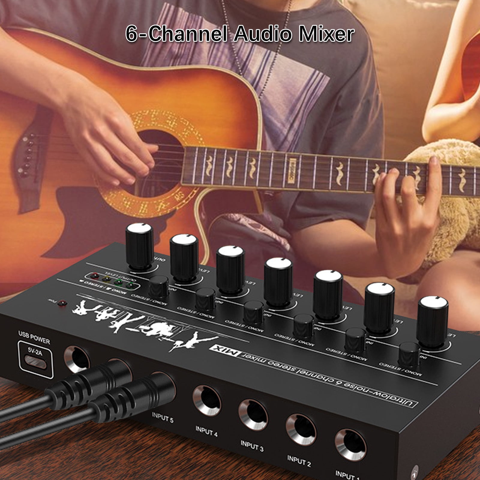 Audio Mixer,Shell Usb Type-c Mono/6.5 Dual Channels Stereo Line 6-channel Audio Stereo 6.35mm Mono/6.5 Dual Usb Type-c Metal Shell Usb Buzhi Channels Mer D Keyboa 6.35mm Rusuo