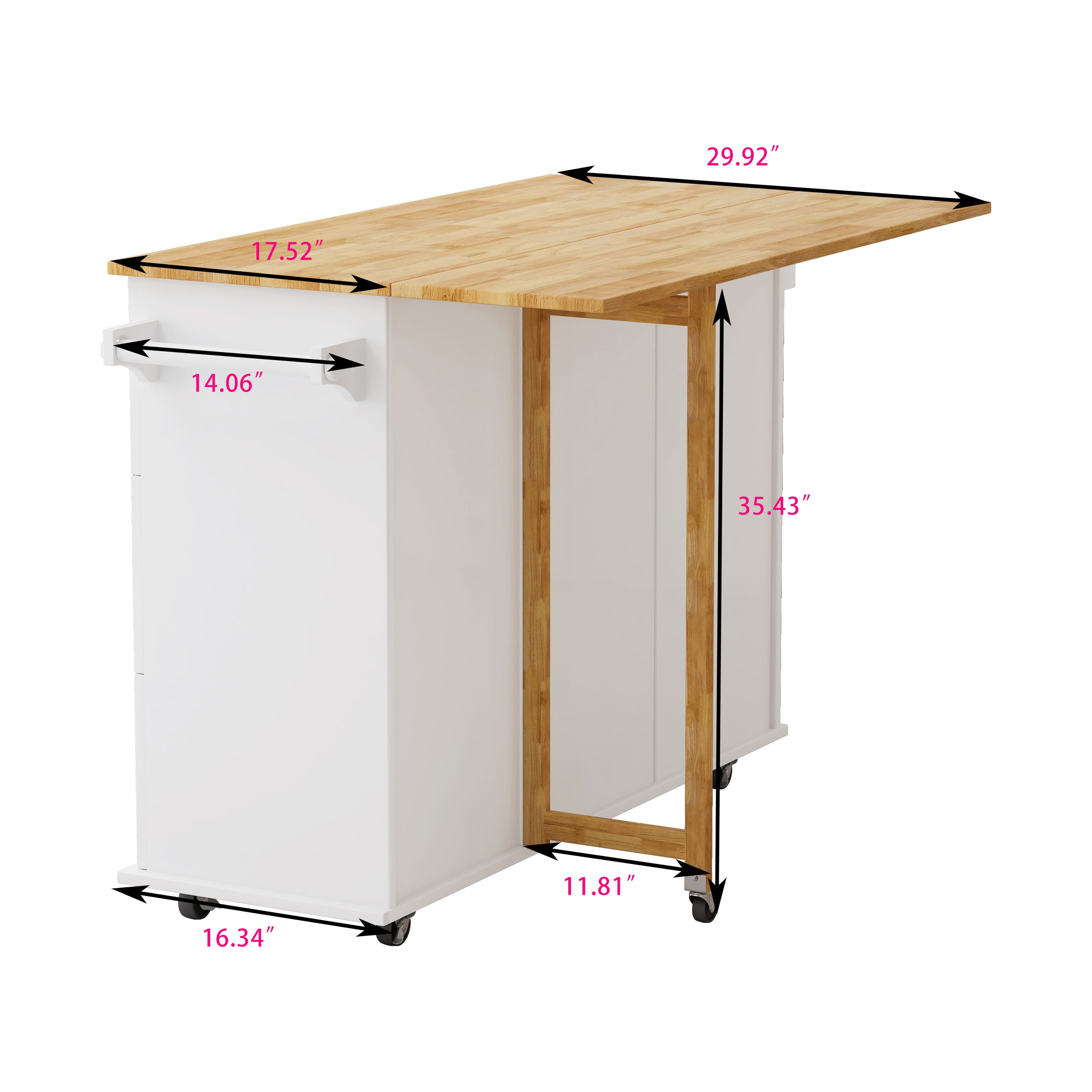Kitchen Island Cart with 2 Door Cabinet and Three Drawers, 43.31 Inch Width with Spice Rack, Towel Rack
