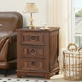 thumbnail image 5 of 18" Farmhouse Nightstand, Side Table with 3 Large Drawers, Joaxswe Bedside End Table, Night Stand for Bedroom, Brown, 5 of 8