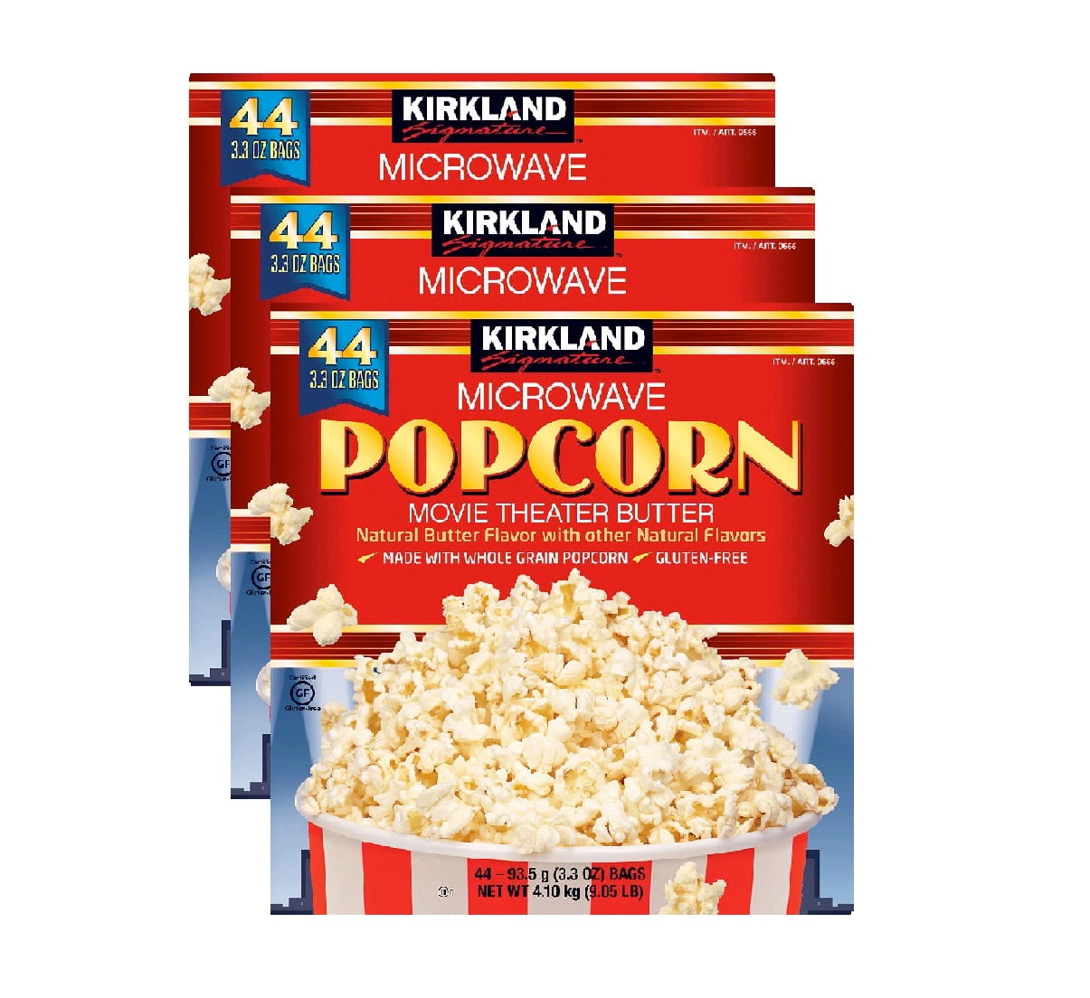 Kirkland Signature Microwave Popcorn, Movie Theater Butter, 3.3 oz, 44