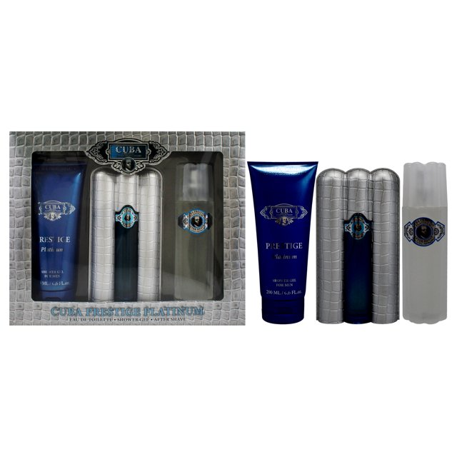 Cuba Prestige Platinum Cuba Set de regalo 3 piezas EDT 3 oz gel de ducha 6.7 oz después del afeitado 3.3 oz