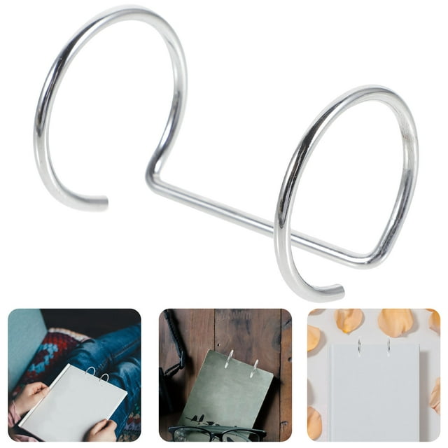 BRIGHTFUFU 10Pcs Table Sign Holder Double Ring Binder Acrylic Metal Silver Easy to Install for Shops