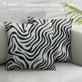 thumbnail image 3 of COMIO  Square Black White Minimalist Abstract Stripes Chenille Jacquard Cushion Case Luxury Modern Throw Pillow Cover Decorative Pillow for Couch Sofa Living Room Bedroom Car, 3 of 5