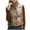 Coffee, variant on Womens PU Leather Cropped Puffer Vest Winter Faux Leather Zip Up Sleeveless Jacket