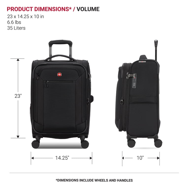 SWISSGEAR Stride Expandable Carry-On Spinner Luggage, Black, 8