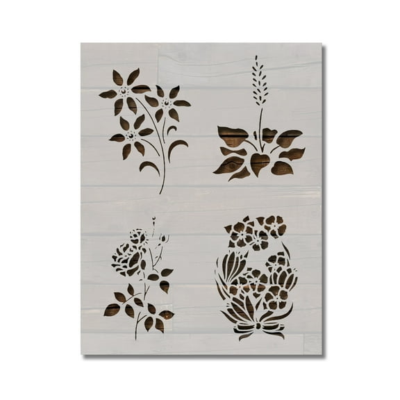 Flowers Floral Roses Flower Pattern Stencil Template Reusable 8.5 x 11 for Painting on Walls, Wood, Etc. By Stencilville