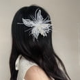 thumbnail image 5 of UNLLLL Pearl Embellished Large Crystal Flower Hair Clip, Feather Lace Floral Barrettes, Bridal Wedding Hair Accessory, for Daily Travel and Special Occasions (White), 5 of 7