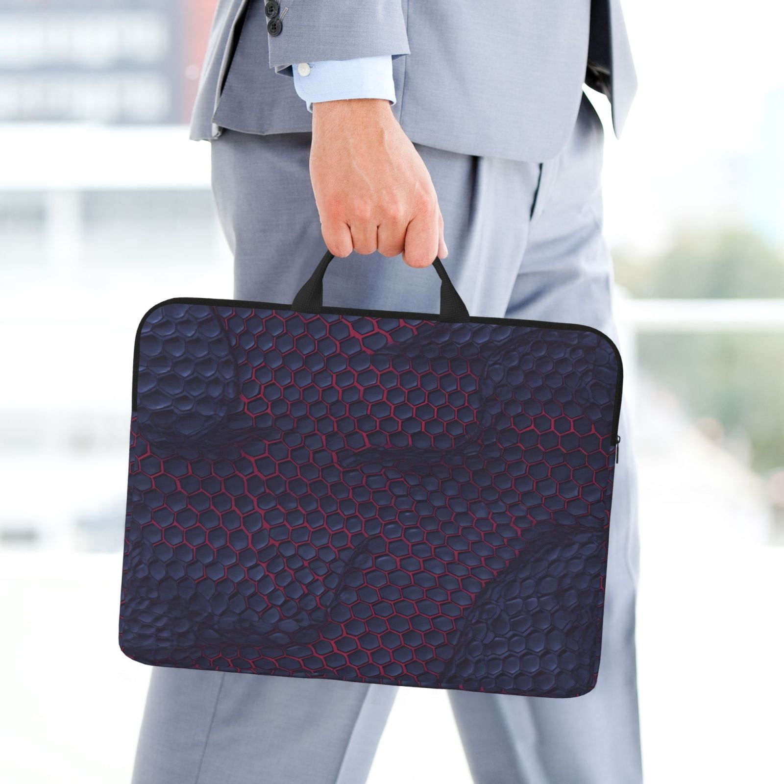 Laptop Sleeve Bag For Women Men 14inch Waterproof Durable Protective Computer Carrying Cover Handle Laptop Case Bag Snake Skin Print Style Palevioletred_4