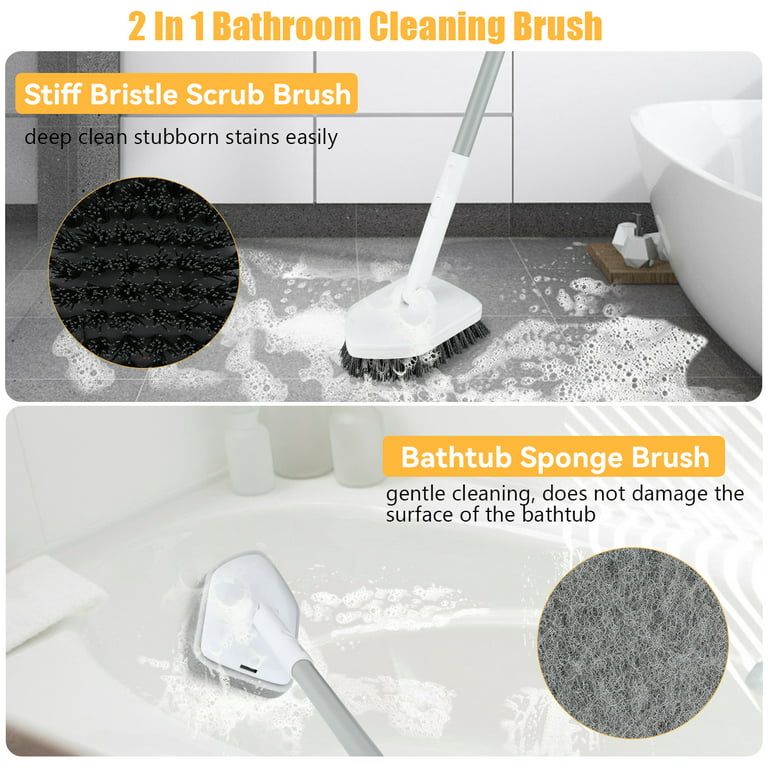 Bathroom Cleaning Brush Plus Brush Heads Surface Bathtub Shower