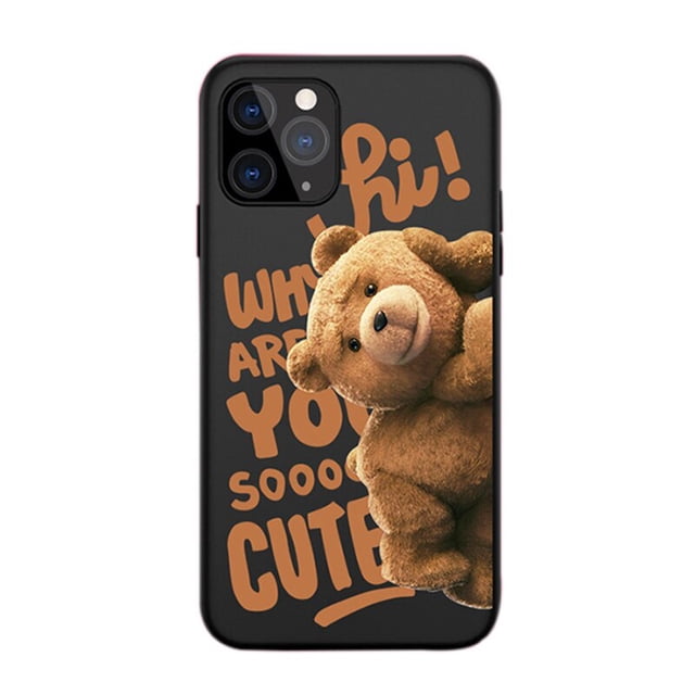 Funda de teléfono esmerilada de dibujos animados de pareja de osos de peluche para iPhone X XS Max XR 13 12 11 Pro MAX Mini SE2022 6S 7 8 Plus Fivean unisex