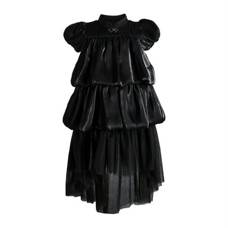 

HIBRO Girls Summer Dress Solid Color Princess Dress Bubble Sleeve Tiered Sarong Dress For 4 To 13 Years Old Ballroom Dresses for Little Girls Kids Sundress