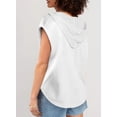 thumbnail image 3 of QWZNDZGR Womens Hoodies Casual Short Sleeve Drawstring Lightweight Hooded Sweatshirt Loose Pullover Tops with Pocket, 3 of 4