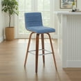 thumbnail image 2 of Armen Living Swivel Bar Height Stool with Vintage Blue Upholstered Seat, 2 of 5
