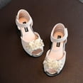 thumbnail image 4 of HUANBAI Girls Rhinestone Flower Shoes Low Heel Princess Shoes Flower Wedding Party Dress Pump Shoes For Kids Toddler 8, 4 of 5