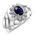 thumbnail image 4 of RYLOS Rings for Women Silver Ring with Oval 7X5MM Gemstone &  Sparkling Diamonds September Sapphire Jewelry Size 7, 4 of 8