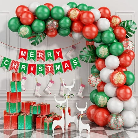 

2023 Summer Savings Clearance! WJSXC Christmas with Pull Flag Balloons Garland Arch Kit 83 Pieces Red Green White Assorted Colors Holiday Party Decorations Different Size Decorations Multicolor