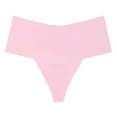 thumbnail image 2 of Swuxness Women's Thong Underwear, Women's Panties, Womens Solid Color Ice Silk Seamless No Show Invisible Breathable Comfortable Low Rise Briefs Panties Pink, M, 2 of 3