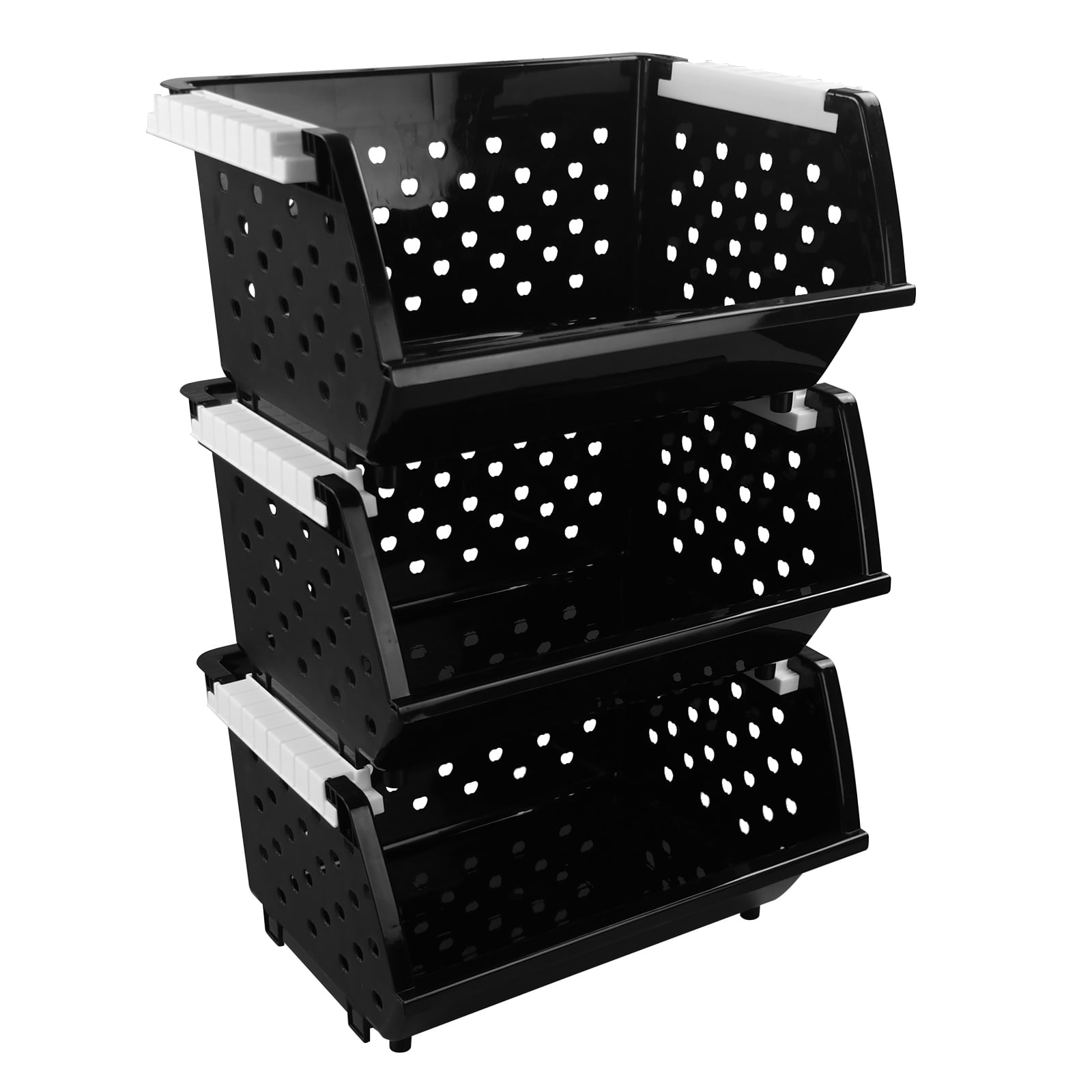 Qskely 3Pack Plastic Stackable Organizer Basket, Stacking Storage
