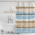 thumbnail image 3 of Vintage Geometric Blue Shower Curtain - Water Repellent Fabric Shower Curtains Washable, Abstract Country Shabby Wood Grain Decorative Polyester Cloth Bathroom Curtains Modern Bath Decor 36"x72", 3 of 6