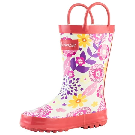 Oakiwear - Oakiwear Kids Rain Boots For Boys Girls Toddlers Children Pink Flowers
