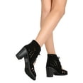 thumbnail image 3 of Breckelles Gabby-11 Faux Suede Peep Toe Perforated Lace Up Chunky Heel Bootie, 3 of 3