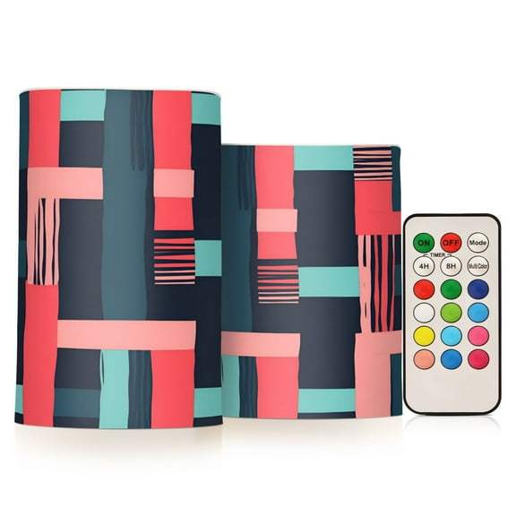 Yayeee Flameless Candles with Remote Flickering Battery Operated Multi Color Changing, Pink Geometric