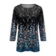 thumbnail image 6 of RPVATI 3/4 Length Sleeve Shirts for Women Button Down Up V Neck Elbow Sleeve Tops Floral Print Loose Fit Henley Blouses Fashion Trendy T Shirts Summer Tunic Tops 2024 Black L, 6 of 6