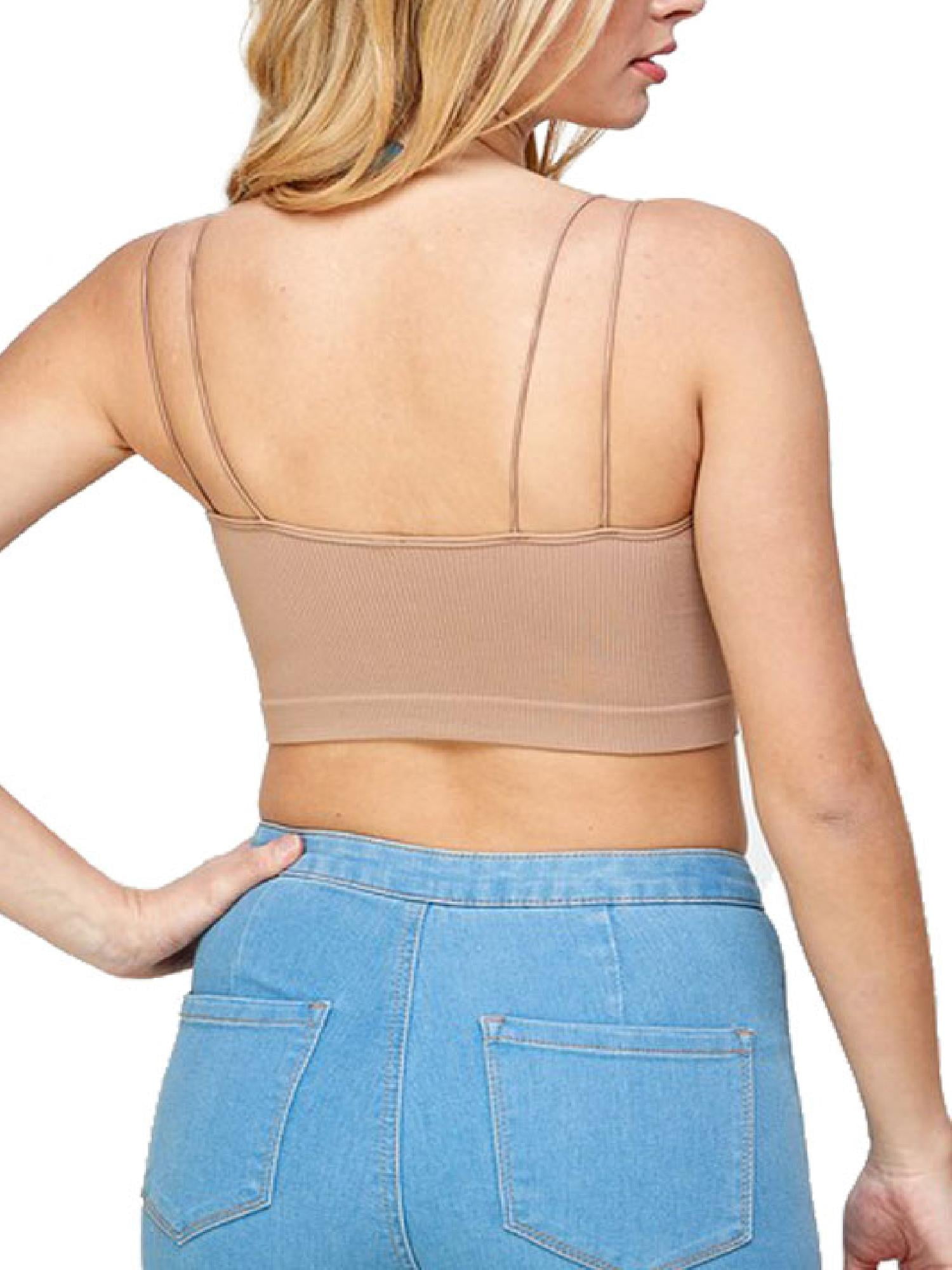 Design By Olivia Women's Ribbed Knit Cami Crop Top - Lettuce Trim Spaghetti Strap Basic Tank - View #8