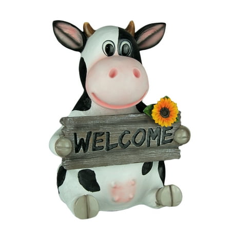 Cow Decor - Mary Moo Farm Cow Holding Welcome Sign Entry Decor