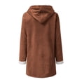 thumbnail image 5 of Women's Winter Coat Plush Fleece Lined Hood Jacket Long Sleeve Casual Soft Cozy Horn Button Down Coats Plush Warm Outwear, 5 of 7