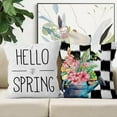 thumbnail image 5 of Spring Pillow Covers 16x16 Set of 4, Checkerboard Throw Pillow Covers Flowers Pillowcase Farmhouse Decorations Velvet Cushion Case for Home Outdoor Yard, 5 of 5