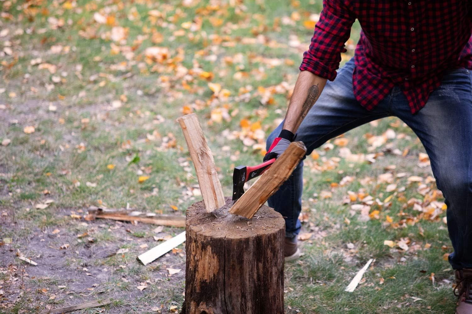 Hatchet for Chopping Wood and kindling - Small Hand Axe for Camping Firewood - 15” Survival Ax - with Shock-Absorbing Fiberglass Anti-Slip Handle HT-0261